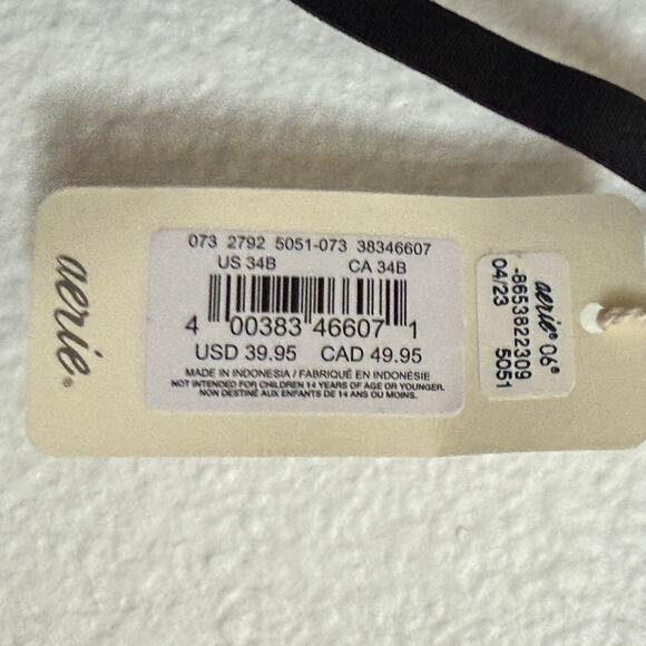 NWT AERIE SMOOTHEZ 34B Bra Mesh Unlined Full Coverage in Black Adjustable Straps - Picture 7 of 7